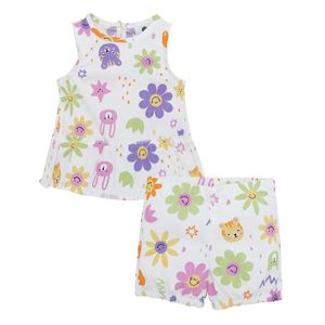 Conjunto de camisa manga sisa + short para recién nacida